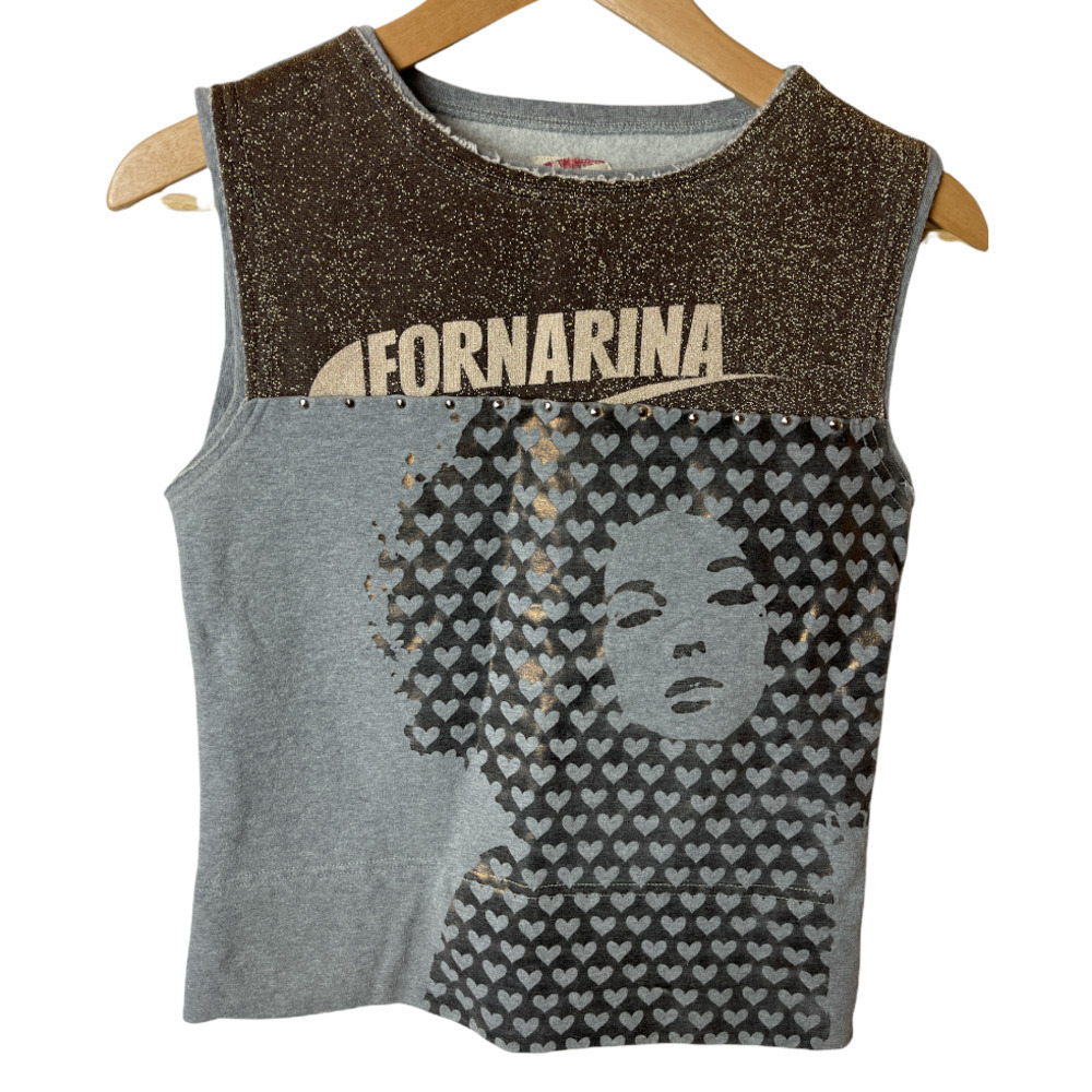 Fornarina Gray Sleeveless Sweatshirt Top Size L